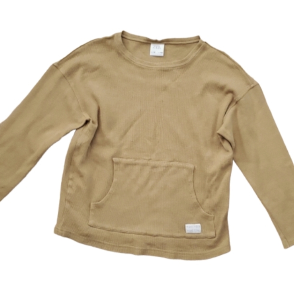 ZARA Girls Oversized Waffle Weave Crop Top Size 10
